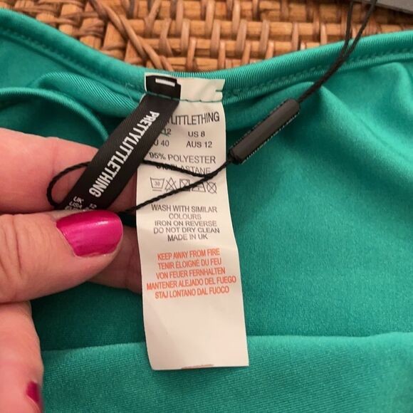 Pretty Little Thing Sz US 8 UK 12 NWT Green Ring Side Tie Bikini Bottom - Picture 2 of 8